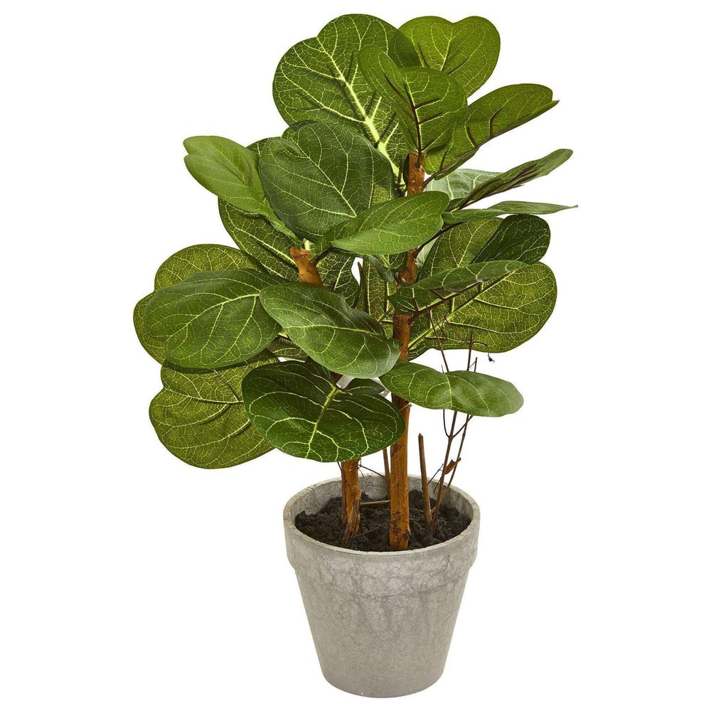 Nearly Natural Inc 22" Fiddle Leaf Faux Plant in Green, , large