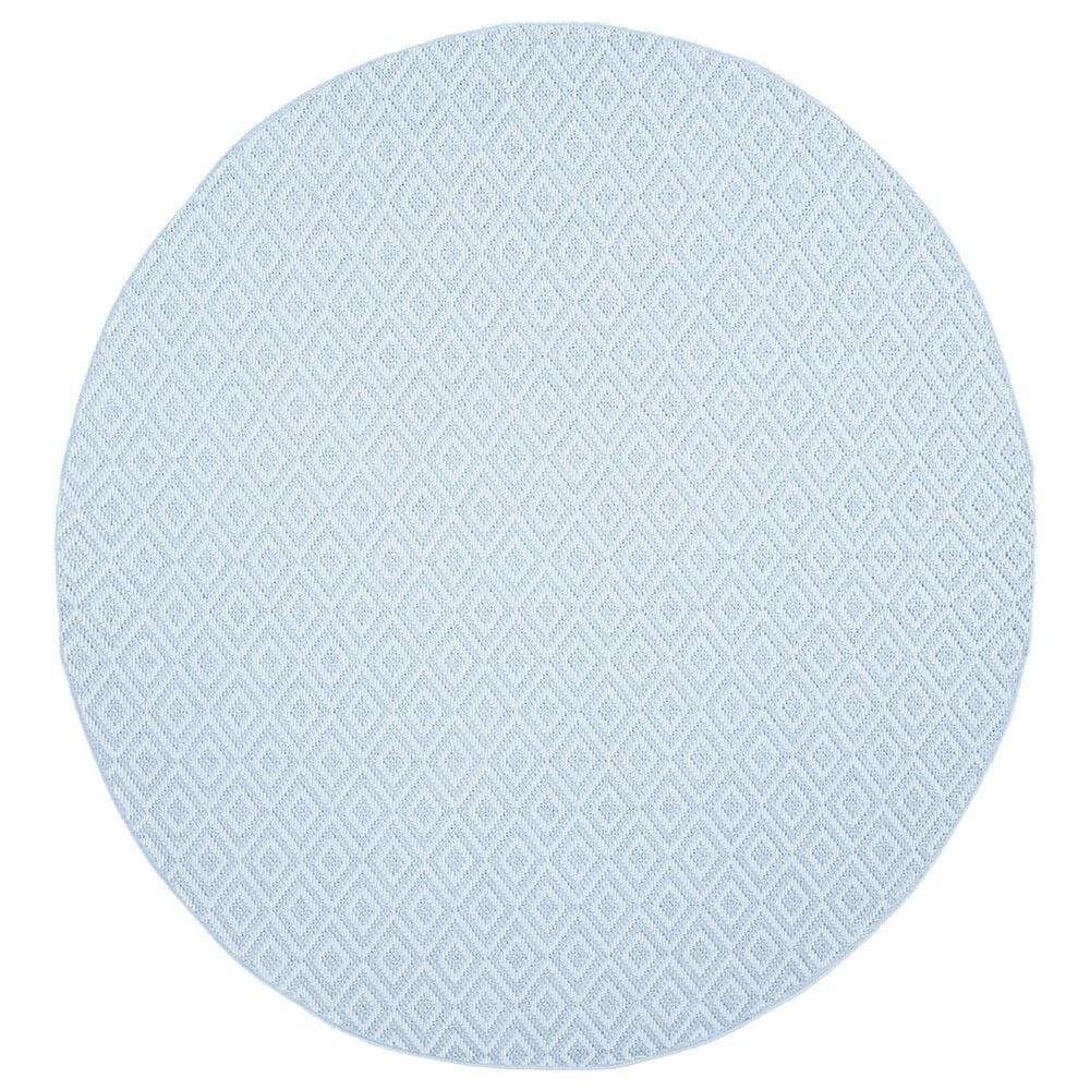 Safavieh Bermuda Geometric 8" Round Light Blue and Cream Indoor/Outdoor Area Performance Rug, , large