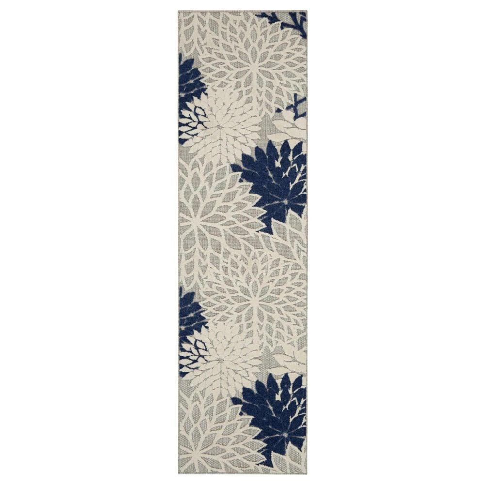 Nourison Aloha ALH05 2"3" x 8" Ivory and Navy Indoor/Outdoor Runner, , large