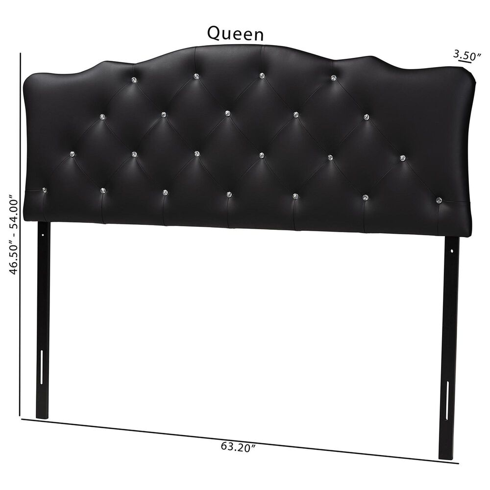 Baxton Studio Rita Queen Panel Headboard with Faux Leather Upholstered in Black, , large