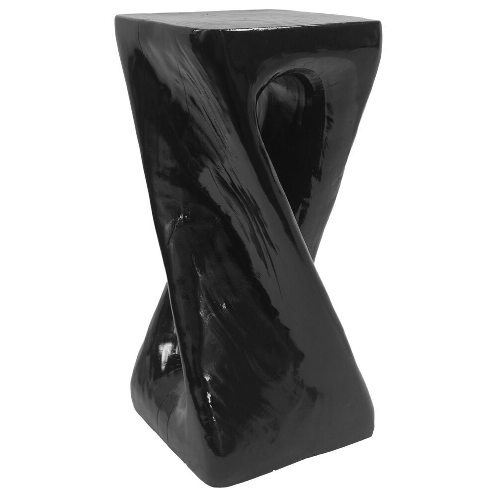Hearth and Haven Outdoor End Table with Twist Design in Black, , large