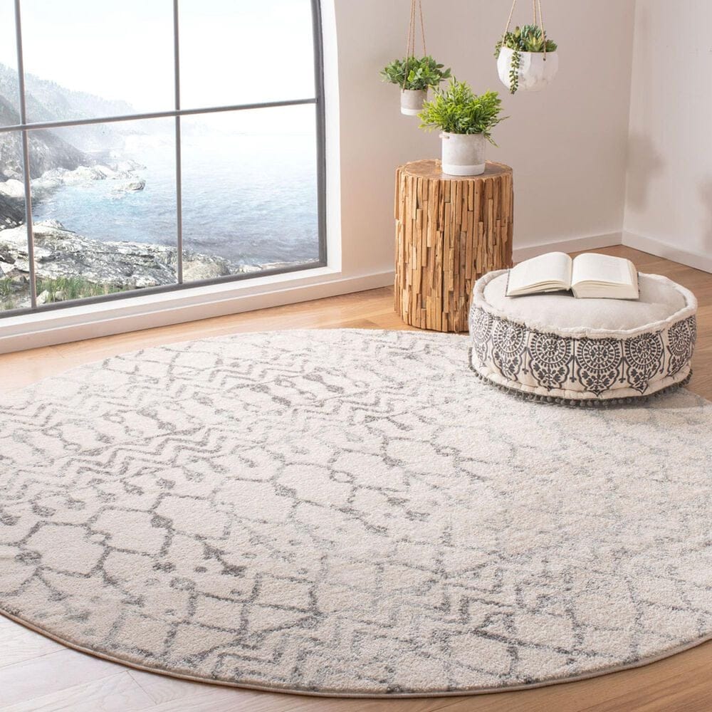 Safavieh Tulum TUL270A 3&#39; Round Ivory and Grey Area Rug, , large