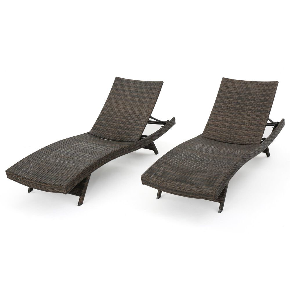 Noble House Salem Patio Chaise Lounge in Mixed Mocha (Set of 2), , large
