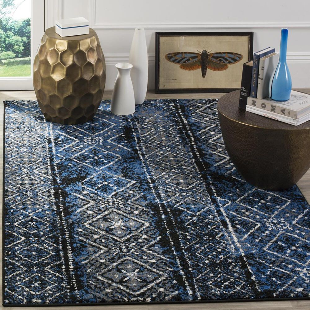 Safavieh Adirondack ADR111A 3&#39; x 5&#39; Silver, Black and Blue Area Rug, , large
