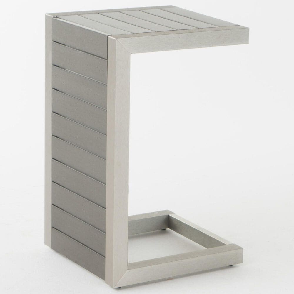 Hearth and Haven Cape Coral C-Shaped Patio Side Table in Silver, , large