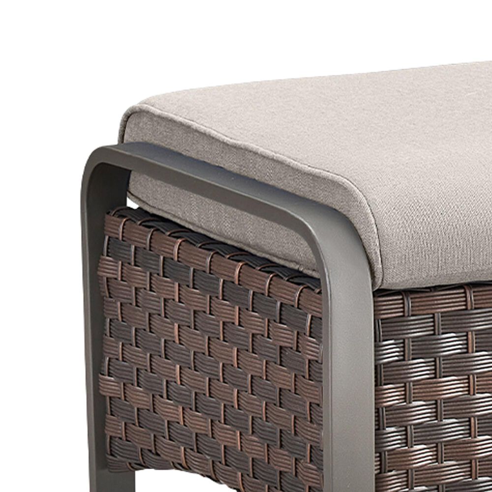 Sunwell Garden Outdoor Ottoman with Navy Cushion in Brown (Set of 2), , large