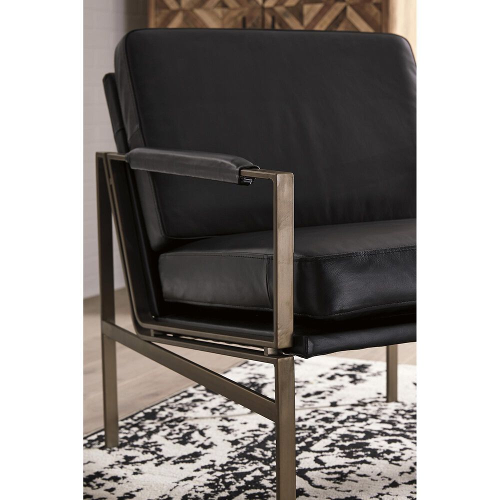 Ashley Puckman Leather Accent Chair in Black, , large