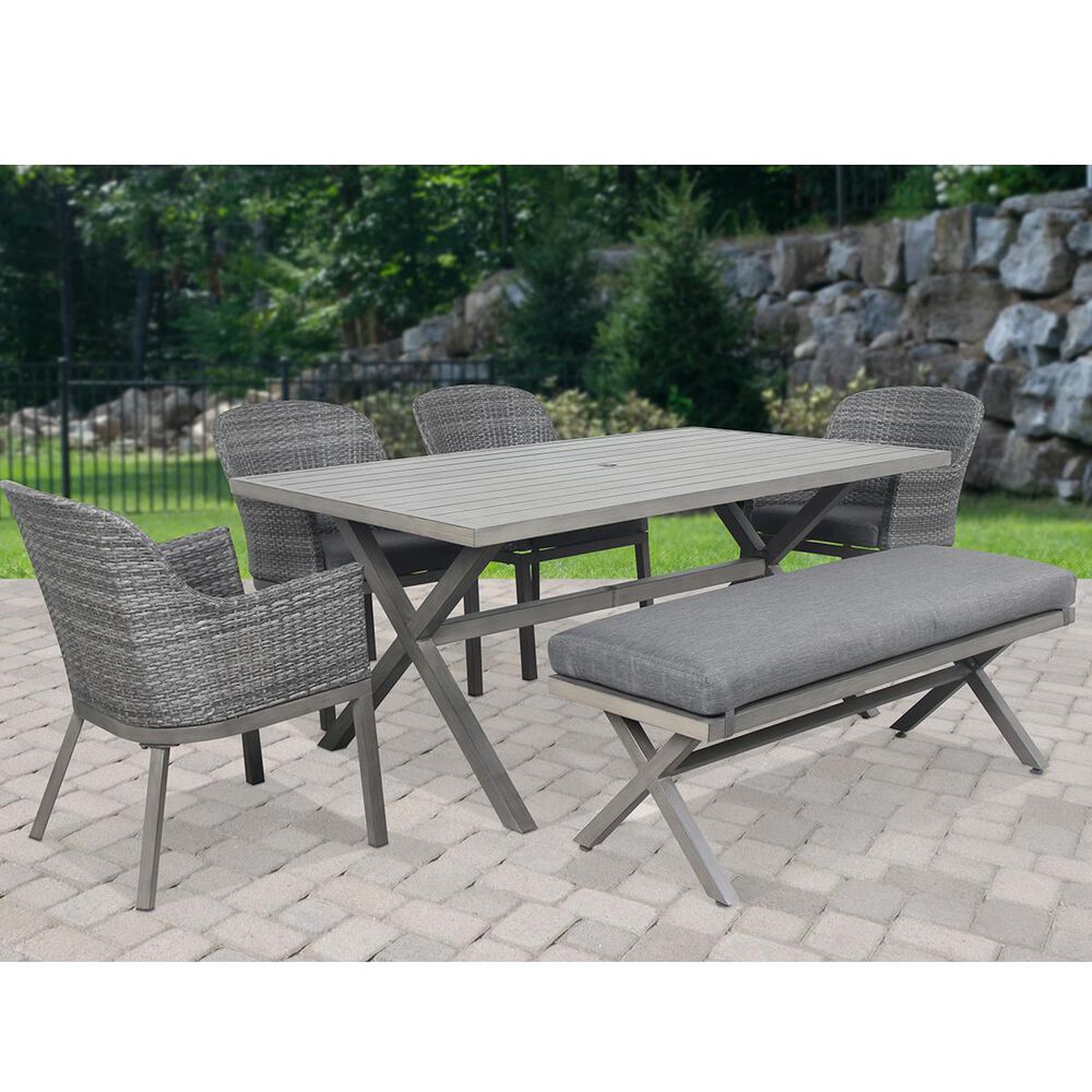 Global Note Collections Lakeside 6-Piece Steel Dining Set in Grey, , large