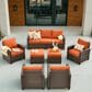 HOMLUX 7-Piece Patio Conversation Set with Two Ottomans in Orange Red, , large
