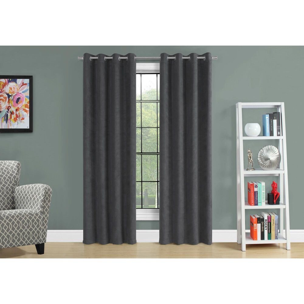 Monarch Specialties 54&quot; x 48&quot; Curtain Panel in Grey &#40;Set of 2&#41;, , large
