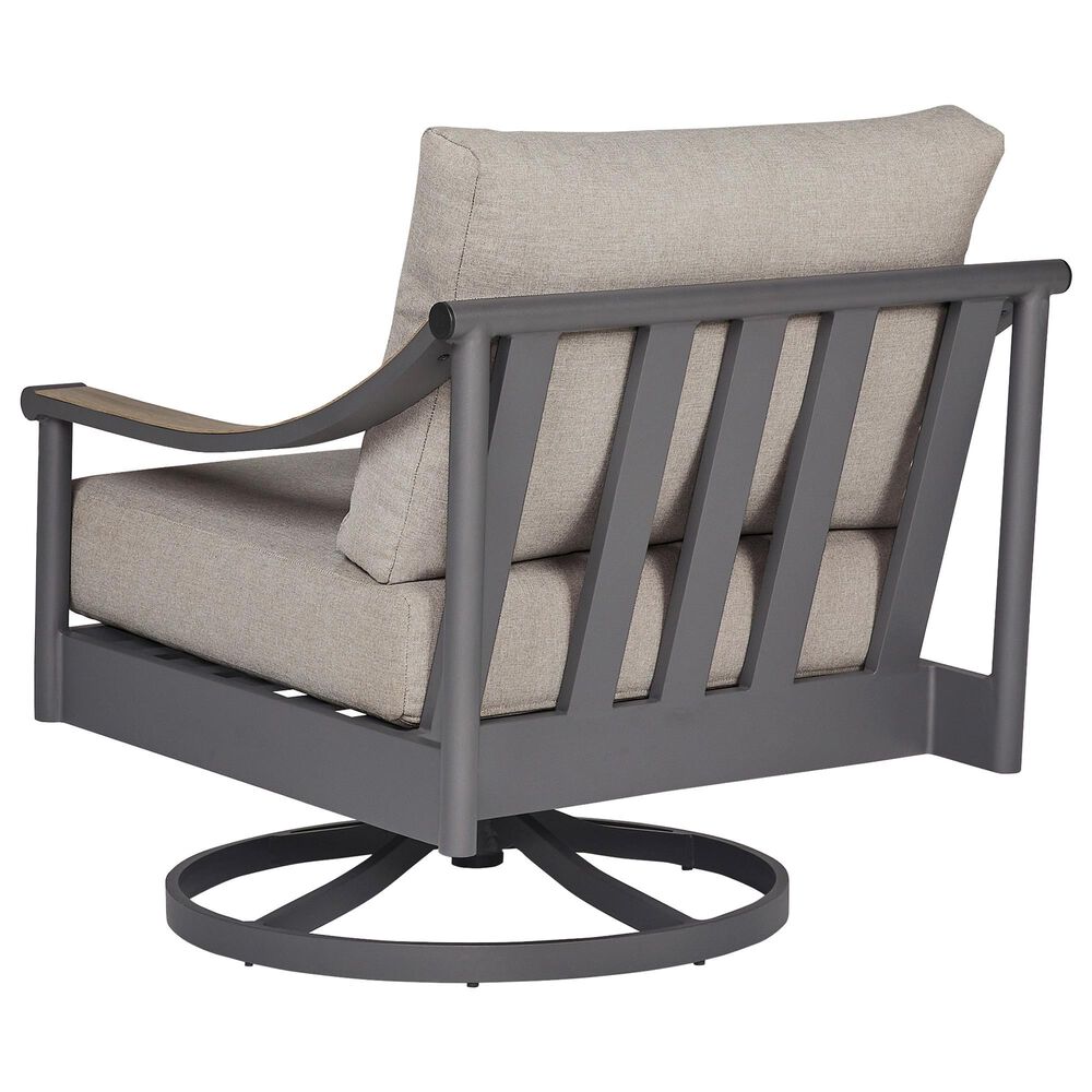 Ashley Ocean Beach Patio Swivel Rocker Lounge Chair with Cushion in Gray, , large