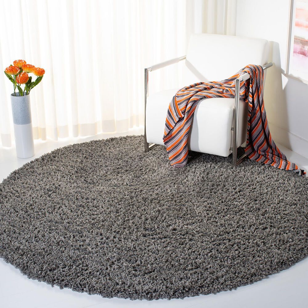 Safavieh August Shag AUG200F 6&#39;7&quot; Round Grey Area Rug, , large