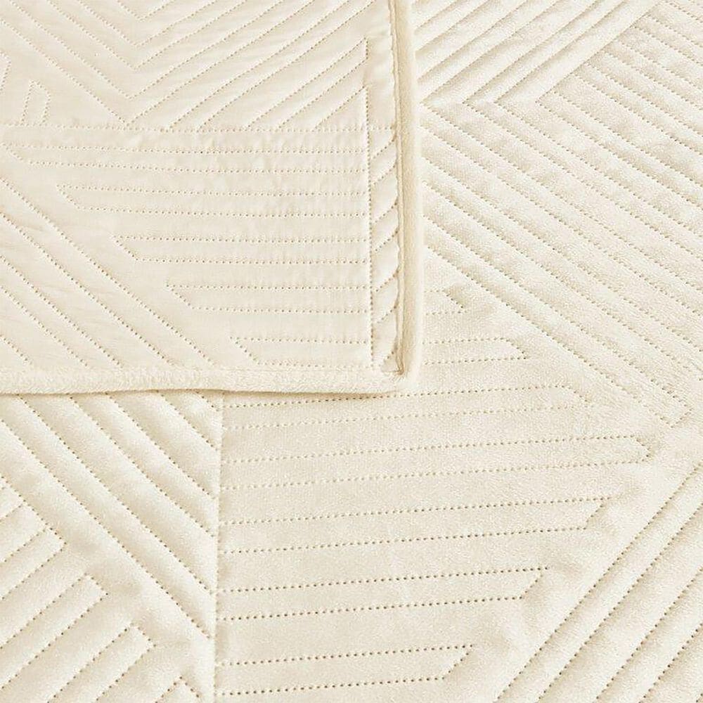 Duke Imports Virah Bella Micromink 3-Piece Full/Queen Quilt Set in Striped Ivory Weave, , large