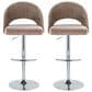 LumiSource Renee Adjustable Swivel Bar Stool with Brown Fabric Upholstery in Chrome (Set of 2), , large