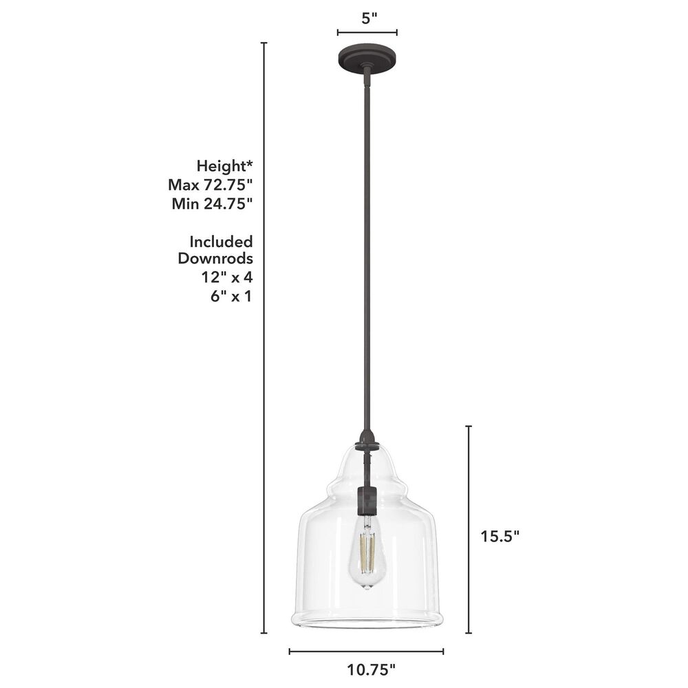 Hunter Dunshire 12&quot; 1-Light Medium Pendant with Clear Shade in Noble Bronze, , large