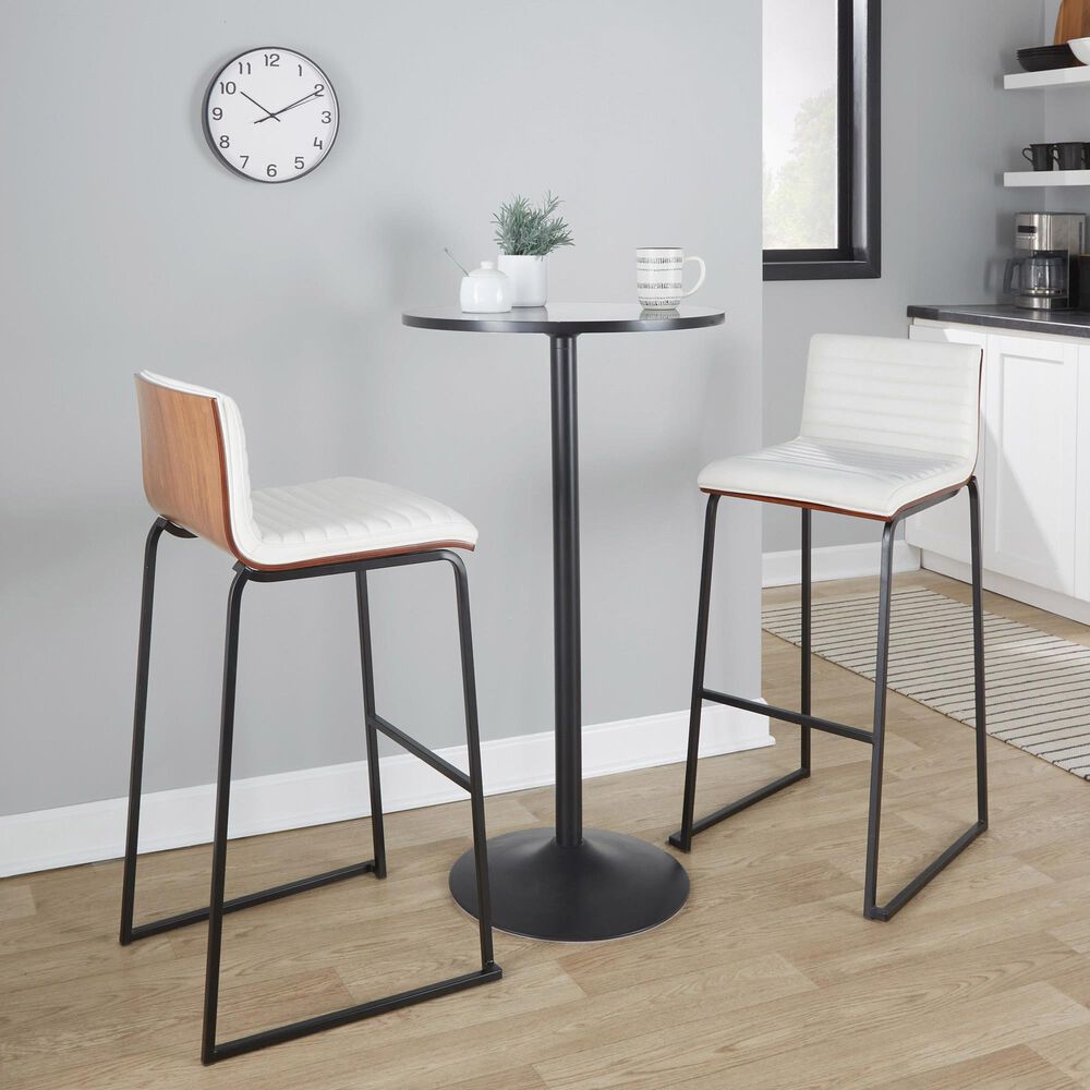 Lumisource Mason Mara Barstool with White Cushion in Gold and Walnut &#40;Set of 2&#41;, , large