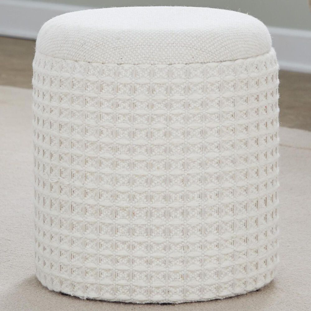 LumiSource Tahoe 18" Waffle Storage Ottoman in Ivory, , large