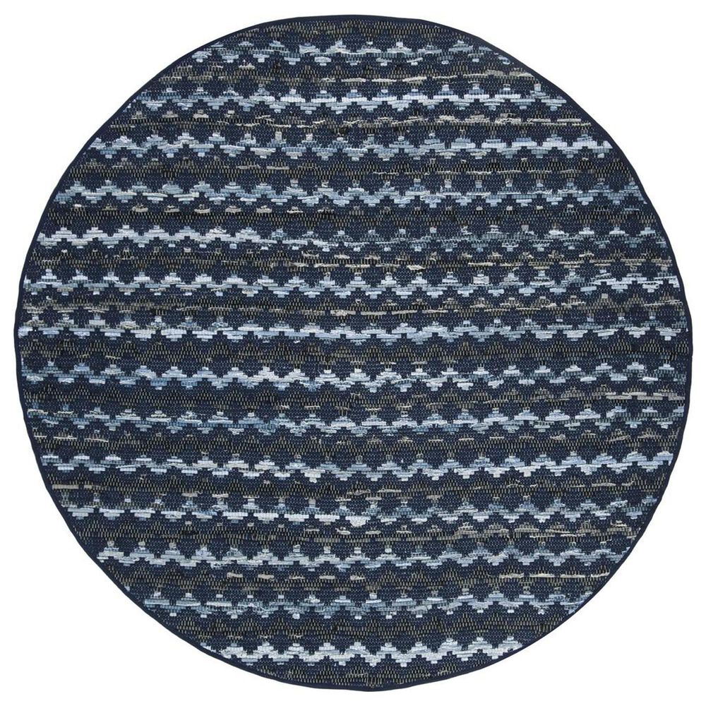 Safavieh Montauk 4" Round Turquoise, Navy Blue and Black Area Rug, , large