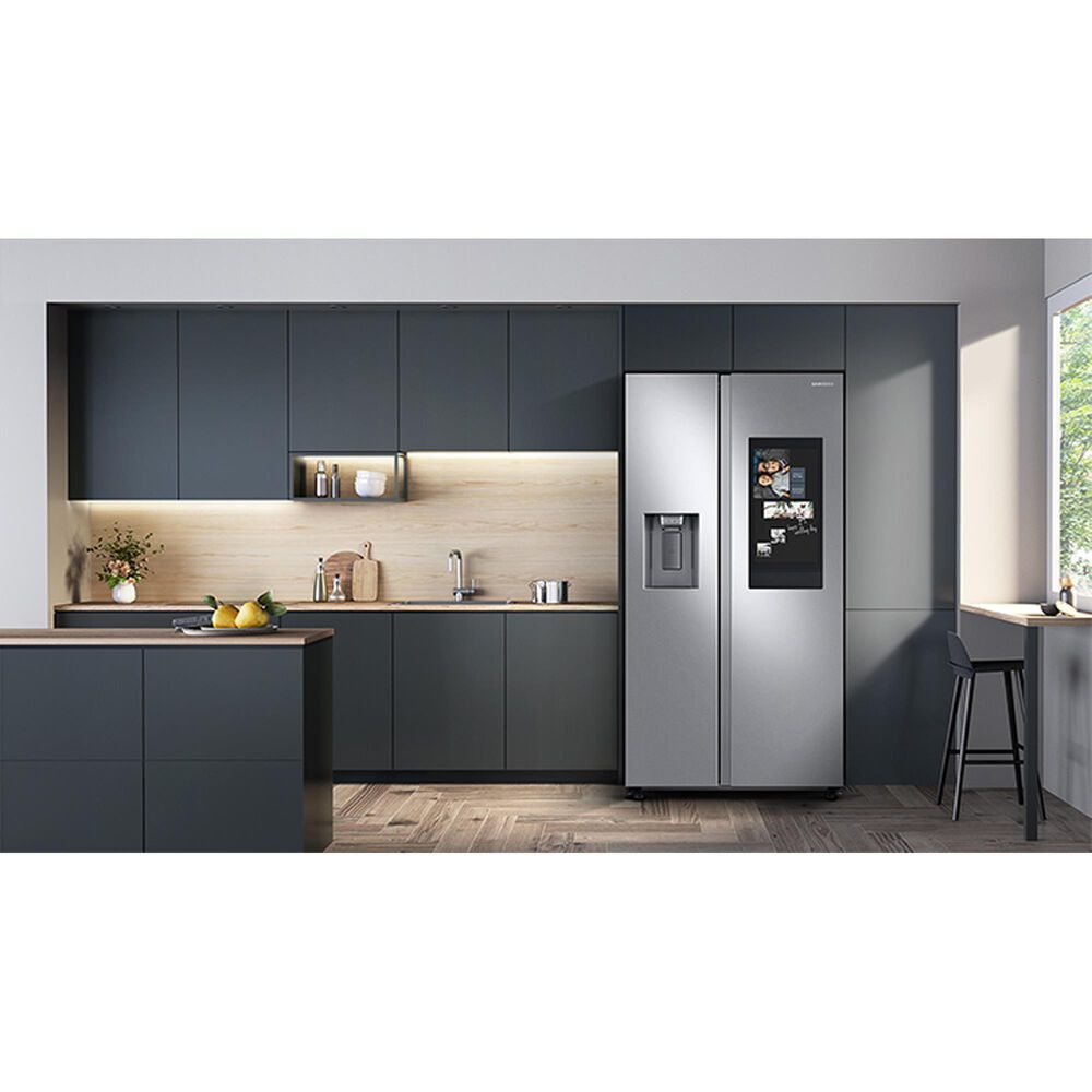 Samsung 26.7 Cu. Ft. Large Capacity Side by Side Refrigerator with Touch Screen Family Hub in Stainless Steel, , large