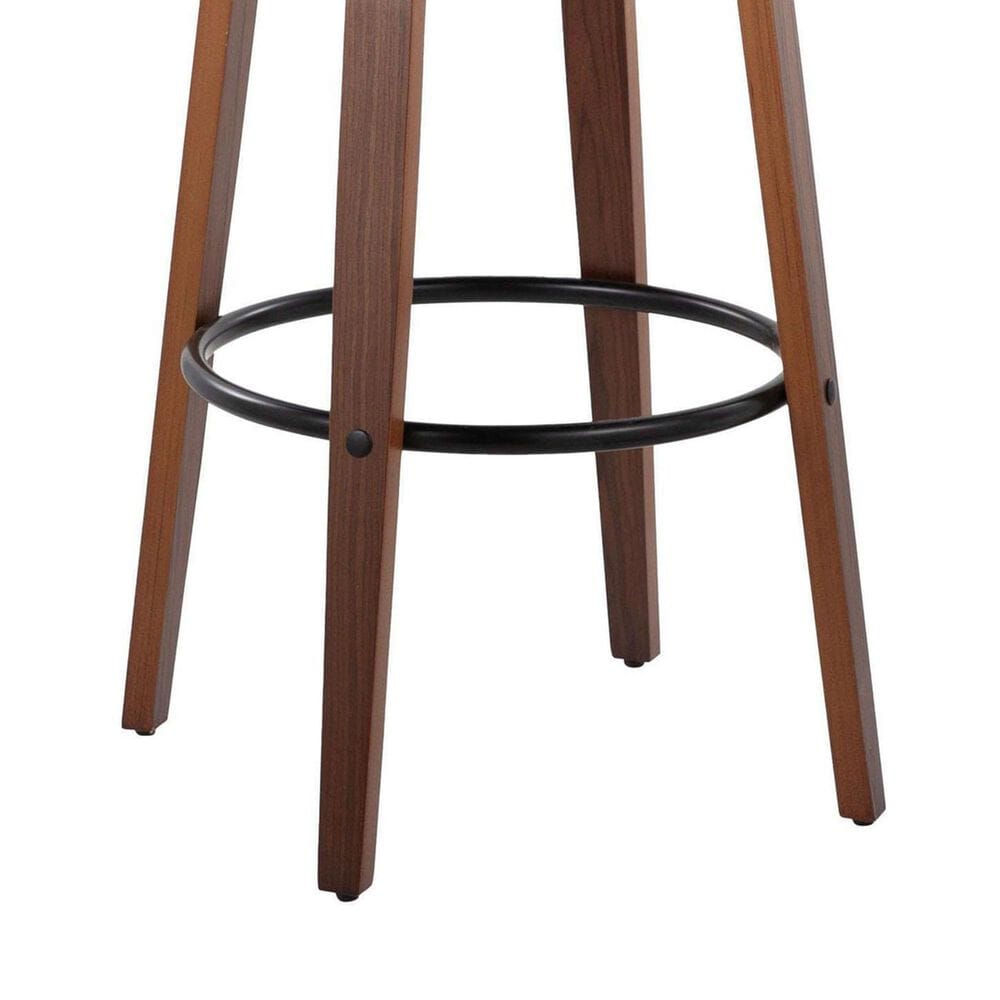 LumiSource Curva 30" Swivel Barstool with Light Grey Upholstery in Walnut and Black (Set of 2), , large