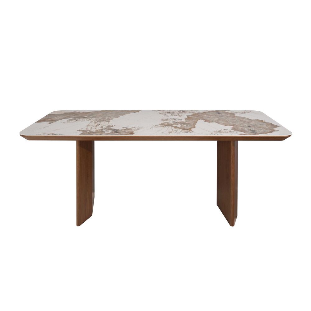 Monroe Ruby Dining Table and 6 Dining Chairs in Gloss White and Natural, , large