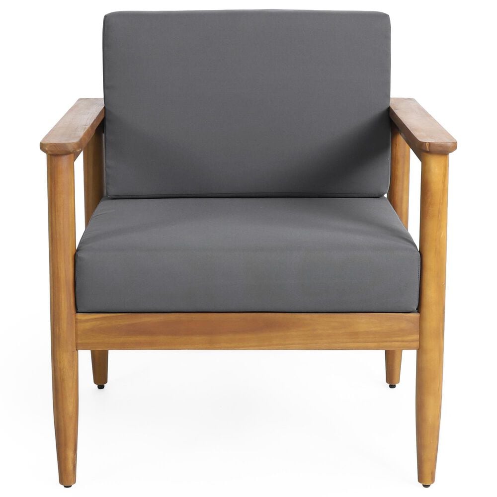 Hearth and Haven Gavin Outdoor Armchair with Cushions in Dark Gray, , large