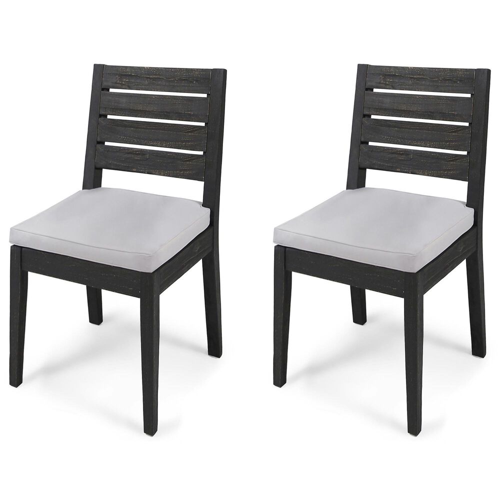 Hearth and Haven Outdoor Armless Dining Chair with Dark Gray Frame in Light Gray (Set of 2), , large