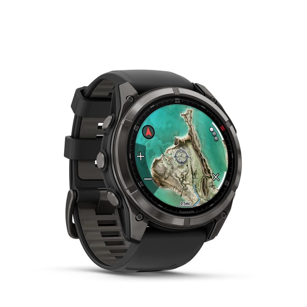 Garmin fenix 8 Pro Sapphire MicroLED GPS Smartwatch 51mm Sapphire Carbon Gray DLC Titanium with Black/Pebble Gray Silicone Band, , large