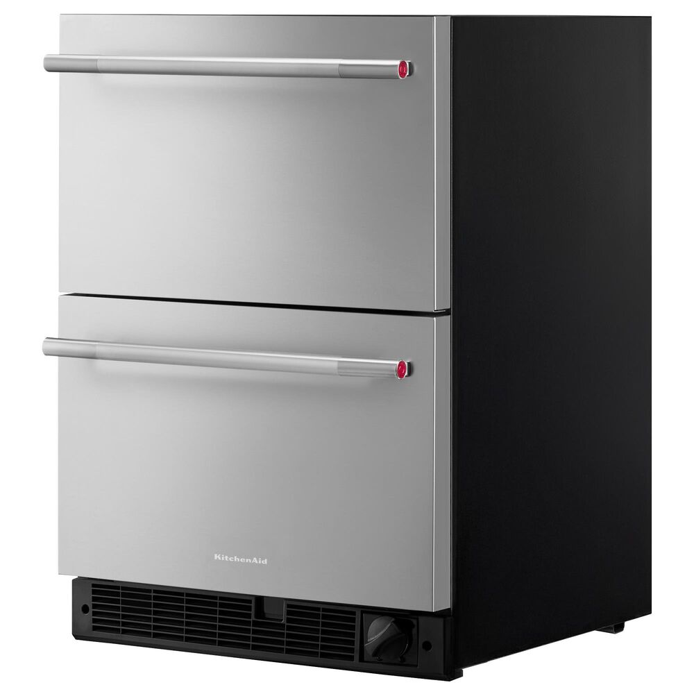 KitchenAid 4.2 Cu. Ft. Undercounter Double-Drawer Refrigerator and Freezer in Black and Stainless Steel, , large