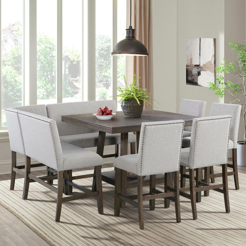 Mayberry Hill Seneca 8 Piece Counter Dining Set in Walnut, , large