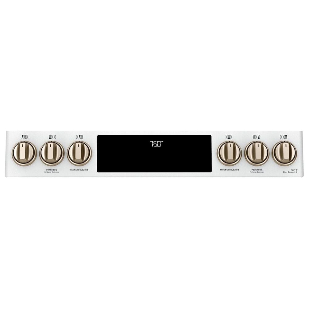 Cafe 30&quot; Slide-In Gas Double Oven with Convection Range in Matte White with Brushed Bronze Handle, , large