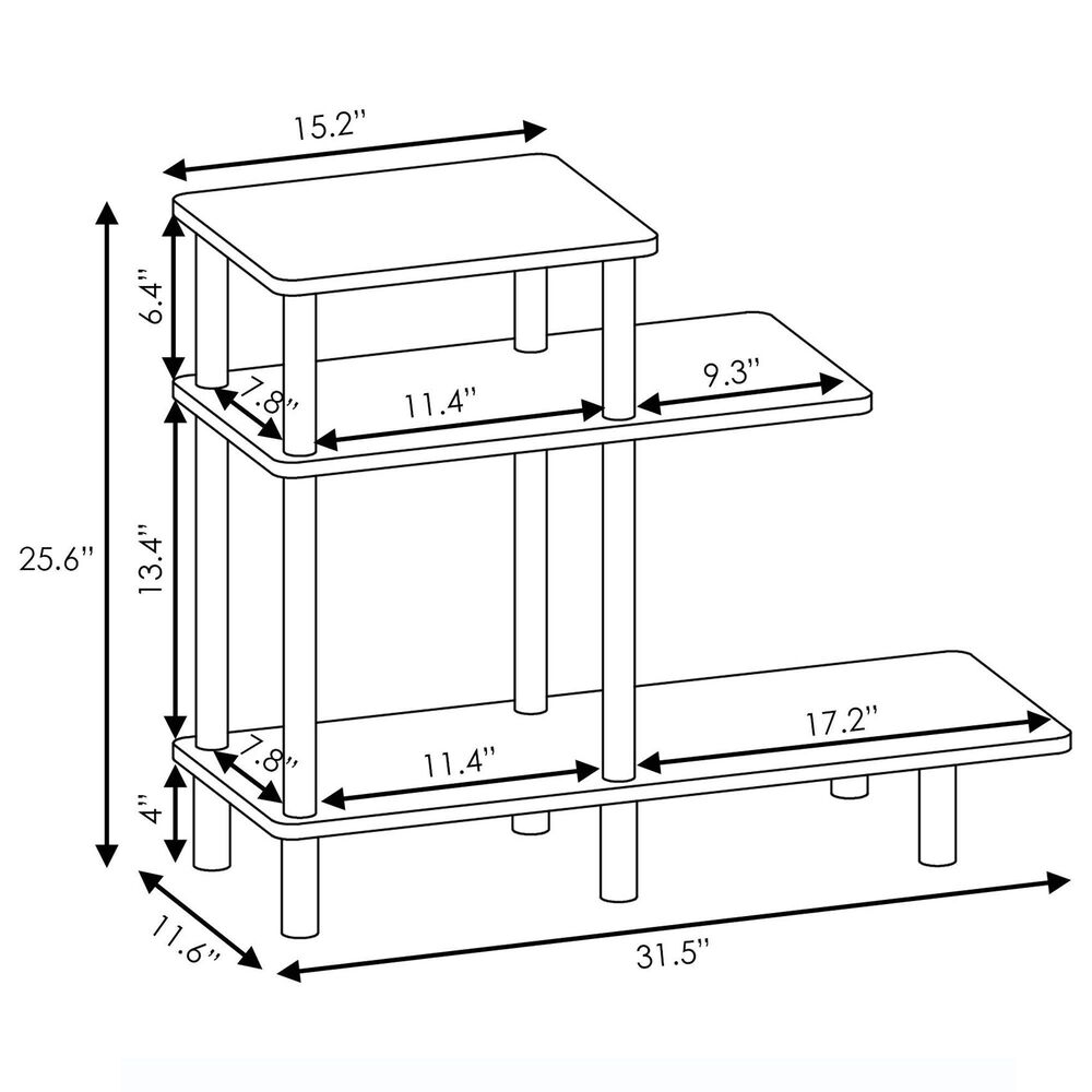 HOMLUX 3-Tier Sofa Side End Table in Espresso, , large