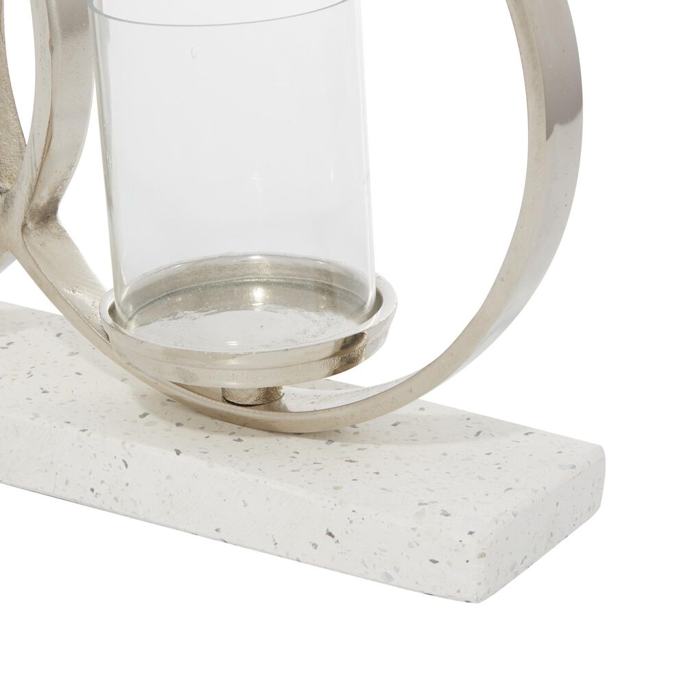 Maple and Jade Candle Holder Centerpiece in White and Silver, , large