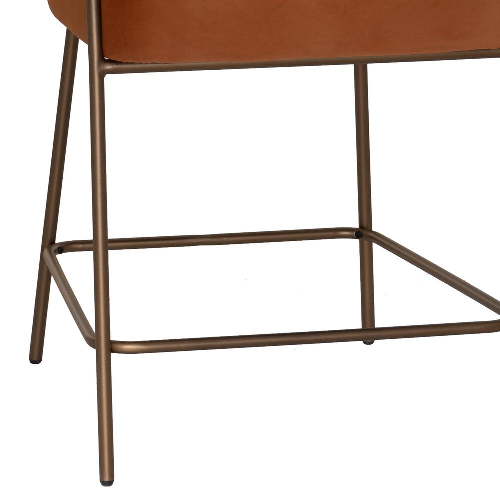 Linon Home Decor Prestwick Counter Stool with Caramel Cushion in Antique Bronze (Set of 2), , large