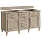 James Martin Vanities Lorelai 60" Double Vanity in Whitewashed Oak with 3 cm Carrara White Marble Top, , large
