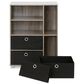 HOMLUX Multipurpose Storage Bookshelf Cabinet with 4 Bin Drawers in French Oak and Black, , large