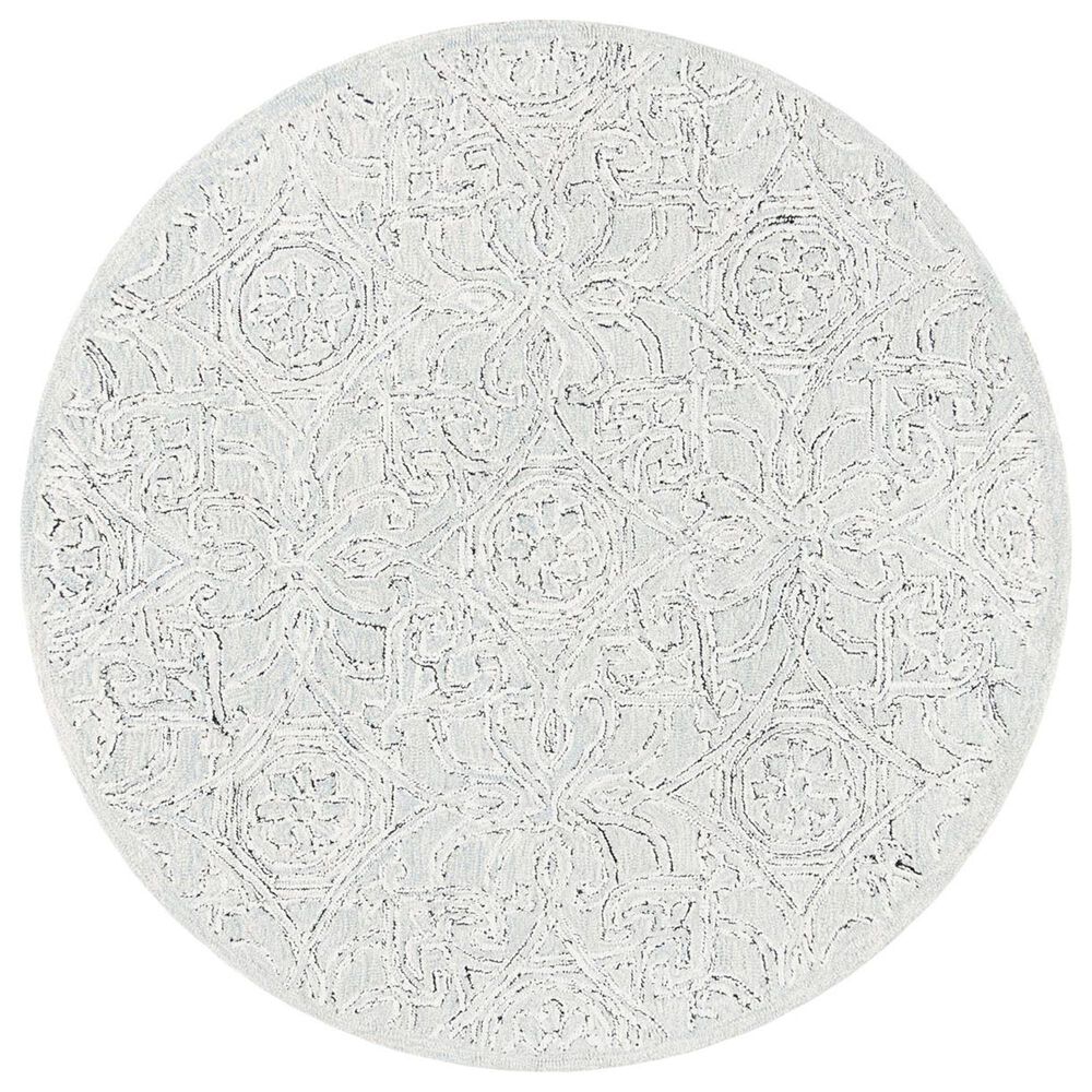 Safavieh Micro-Loop Damask 5" Round Gray and Ivory Area Rug, , large