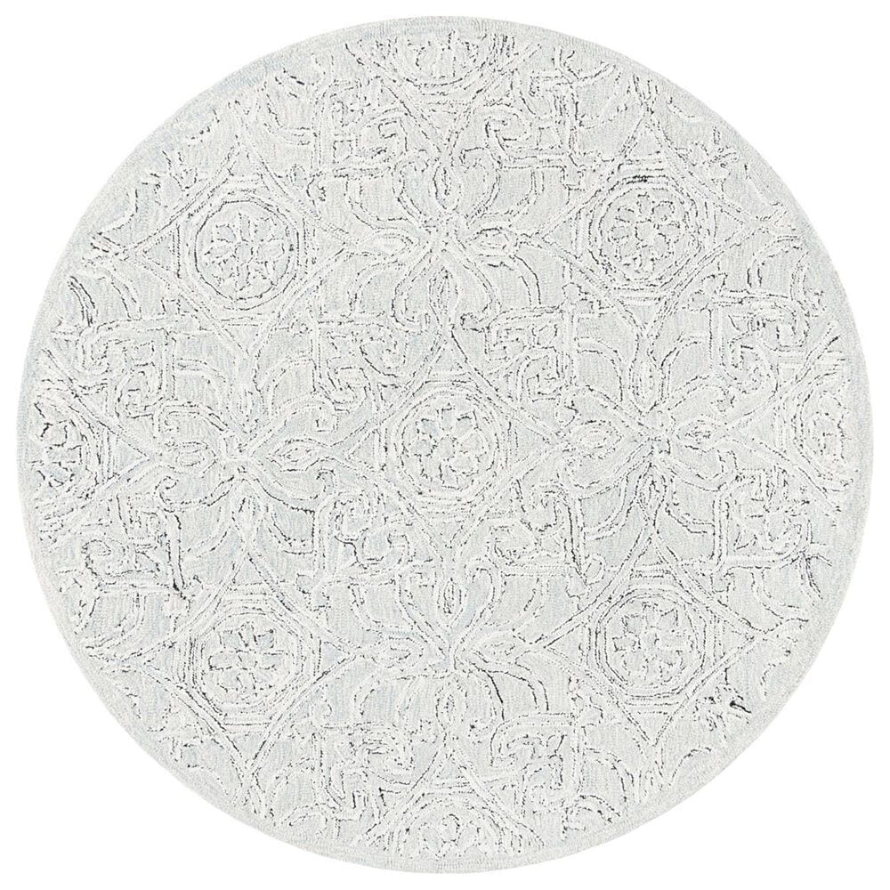 Safavieh Micro-Loop Damask 5" Round Gray and Ivory Area Rug, , large
