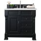 James Martin Brookfield 36" Single Bathroom Vanity in Antique Black with 3 cm Carrara White Marble Top and Rectangle Sink, , large