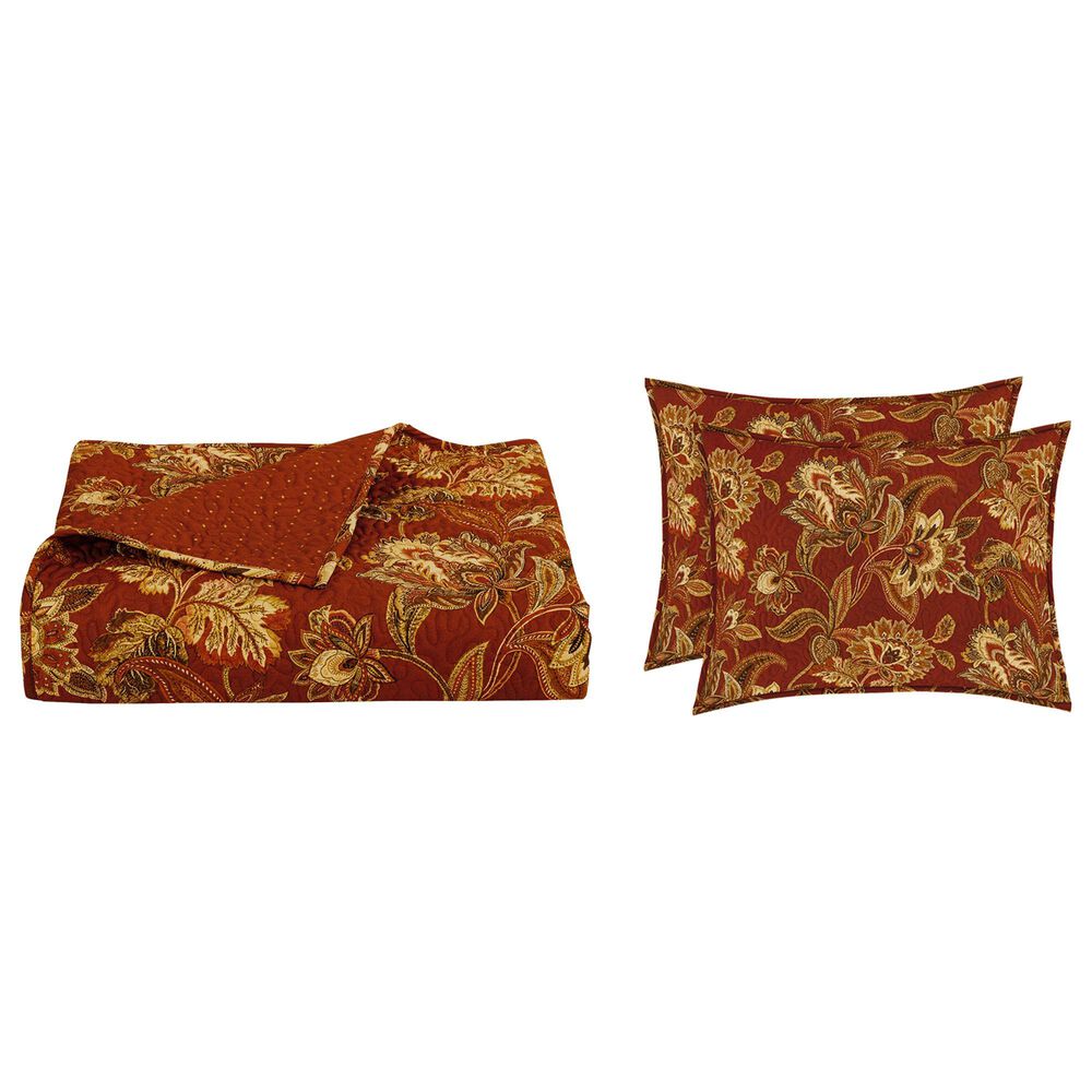 J. Queen New York Montecito 3-Piece Full/Queen Quilt Set in Red, , large