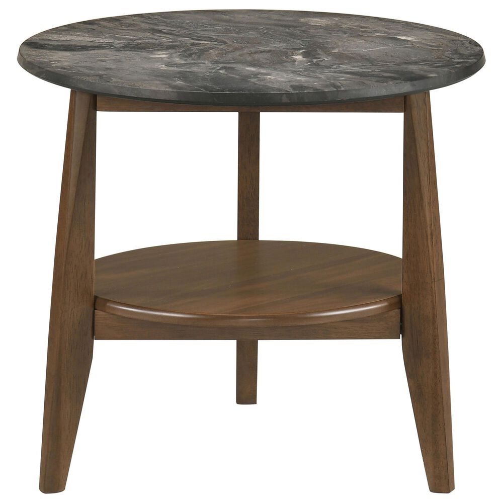 Pacific Landing Bradley Round End Table in Smokey Grey and Dark Brown, , large