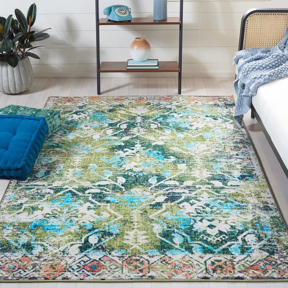Safavieh Riviera 5&#39;5&quot; x 7&#39;7&quot; Green and Light Blue Area Rug, , large