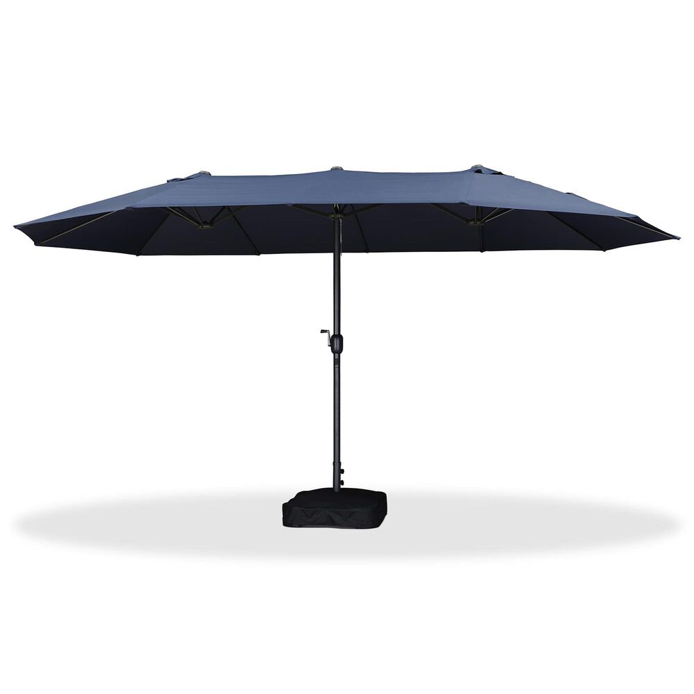 HOMLUX 15" Outdoor Double-Sided Market Umbrella with Base in Navy blue, , large