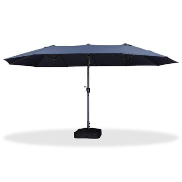 HOMLUX 15" Outdoor Double-Sided Market Umbrella with Base in Navy blue, , large