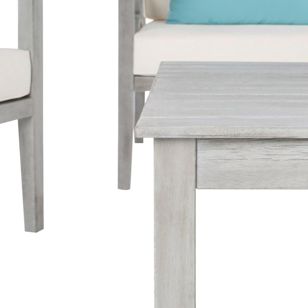Safavieh Nunzio 4-Piece Outdoor Chat Set in Grey Wash, White, and Light Blue, , large
