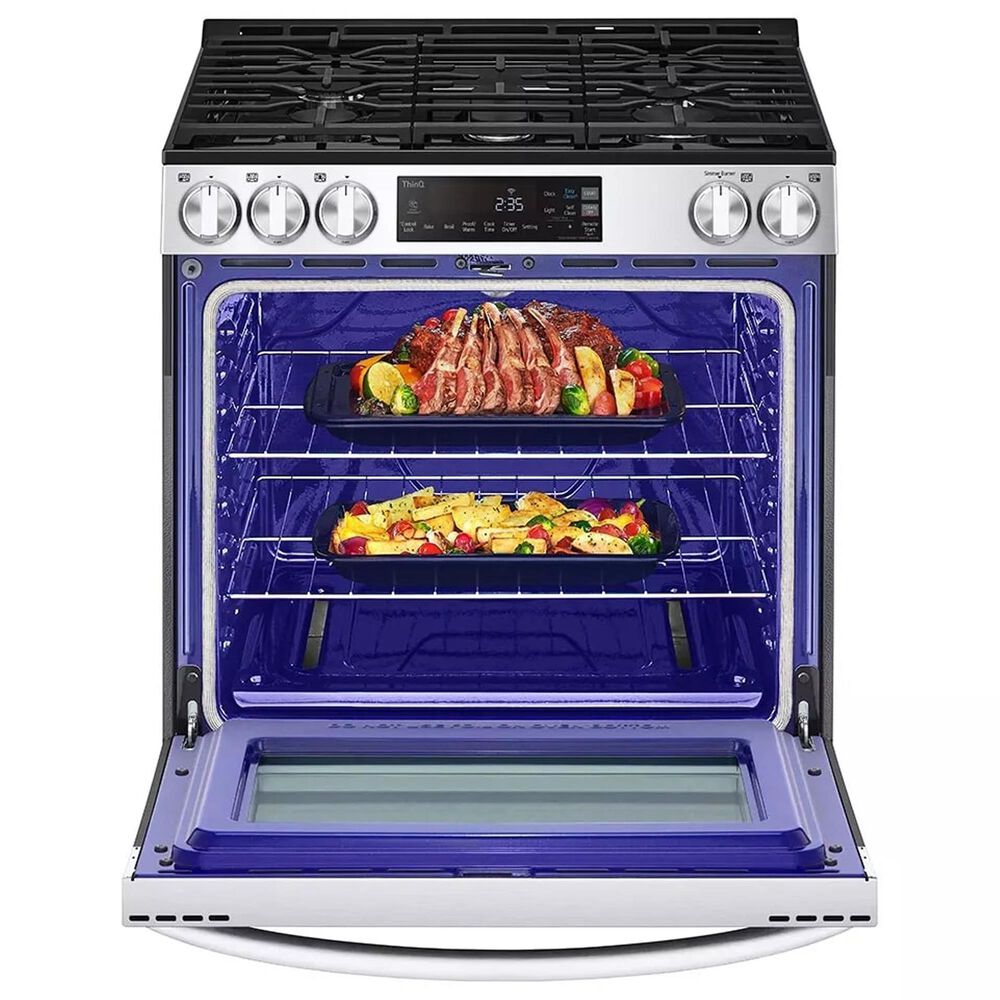 LG 3-Piece Kitchen Package with 5.8 Cu. Ft. Slide-in Gas Smart Range, Dishwasher and Microwave Oven in Print Proof Stainless Steel, , large