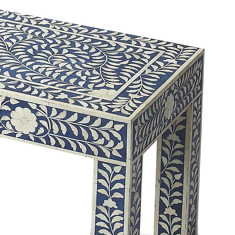 Butler Bone Inlay Bench in Blue, , large