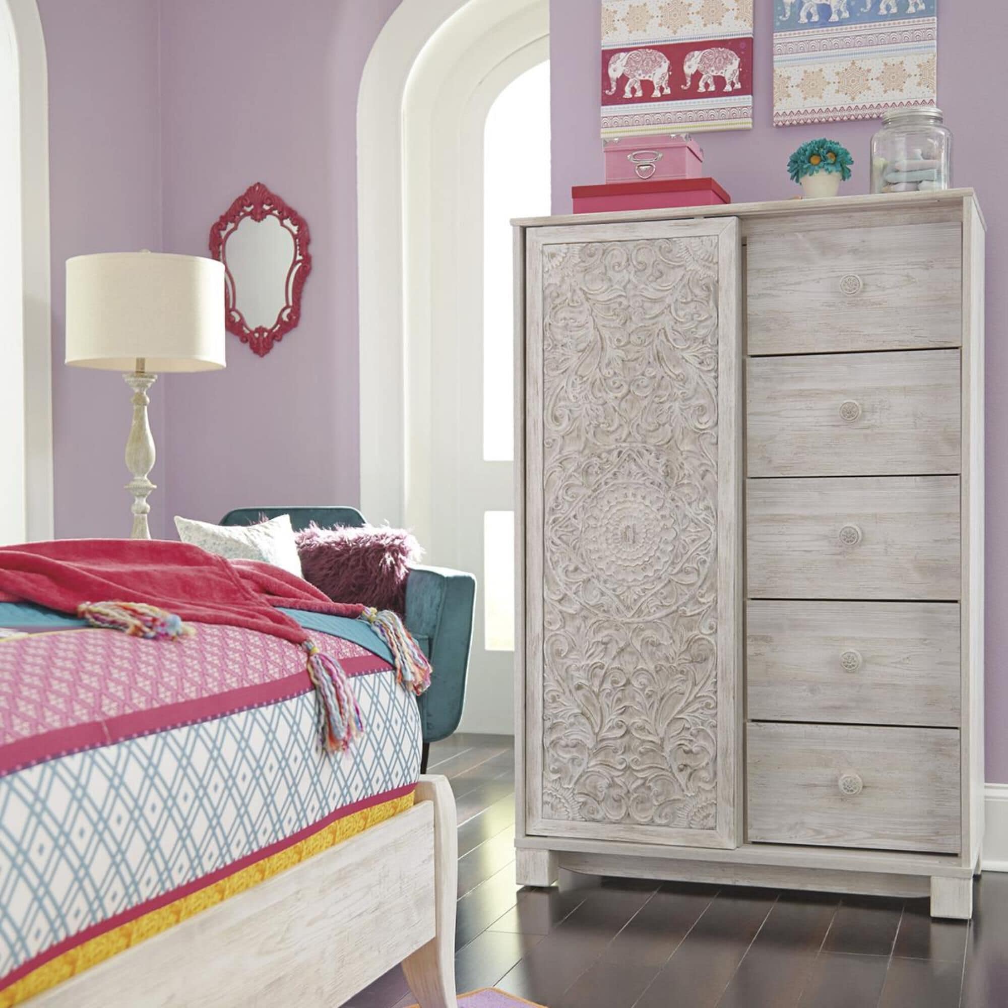 Signature Design by Ashley Paxberry Dressing Chest in White Wash Nebraska Furniture Mart