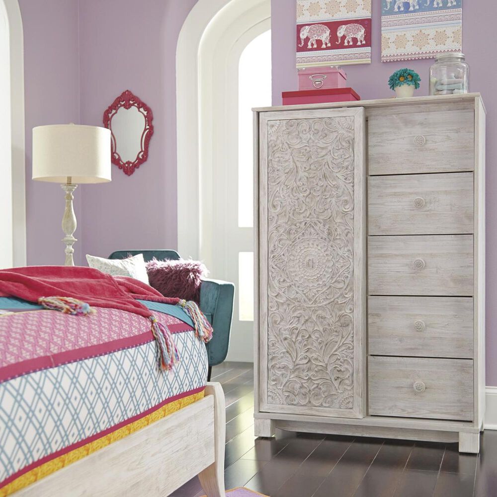 Ashley Paxberry Dressing Chest in White Wash, , large