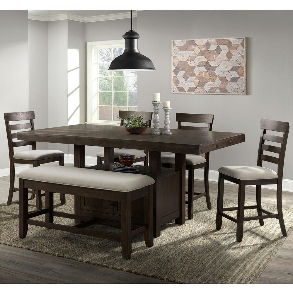 Mayberry Hill Colorado 6-Piece Counter Dining Set in Brown, , large